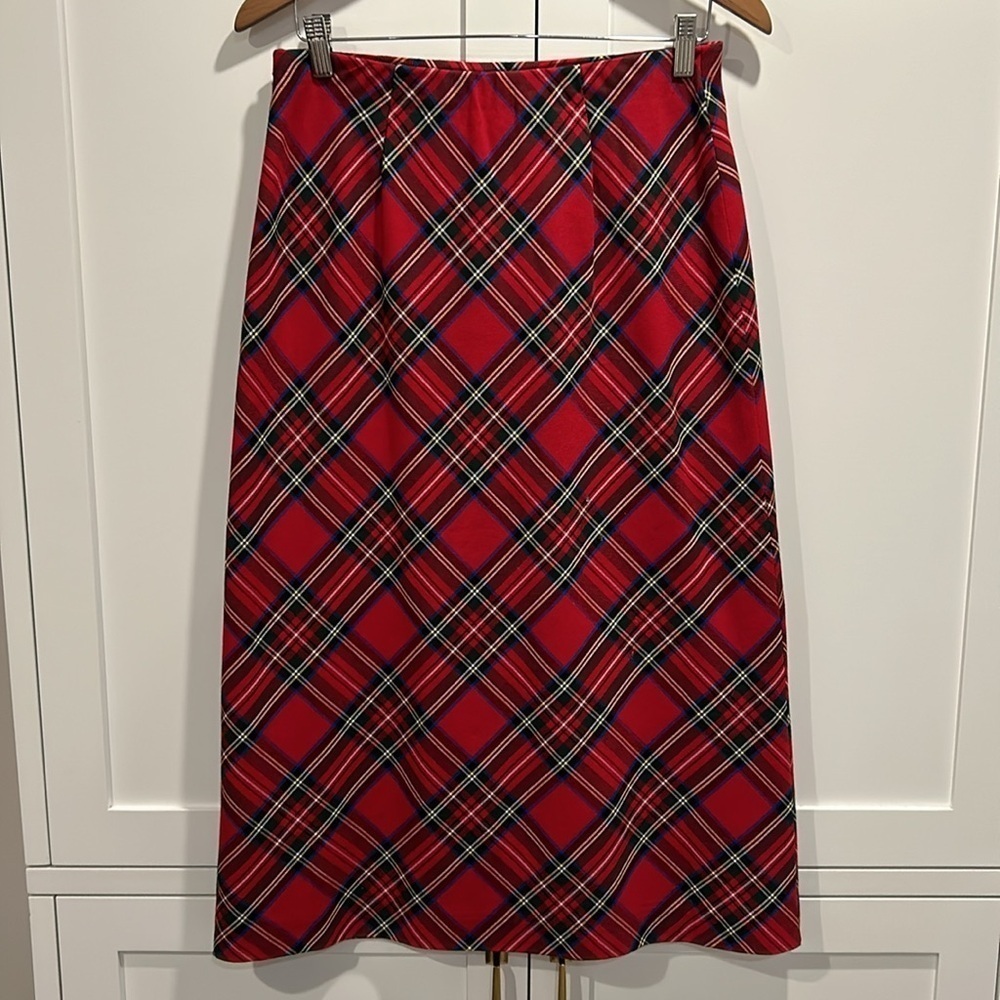 Casual Corner Annex Petite Plaid Midi Lined Skirt Size 6 - Picture 2 of 9